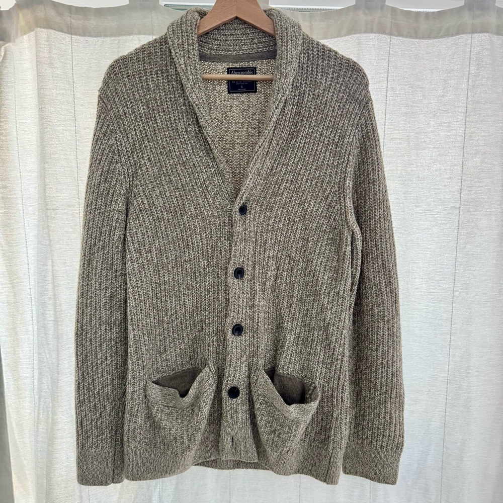 Abercrombie & Fitch Tan Button-Up Sweater